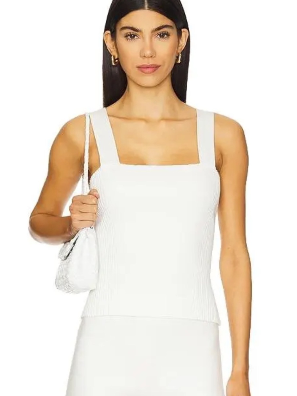 Free People White Square-Neck Ribbed Tank